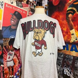 Vintage 90s Mississippi State Bulldogs Mascot College Football Tee Sz 3XL